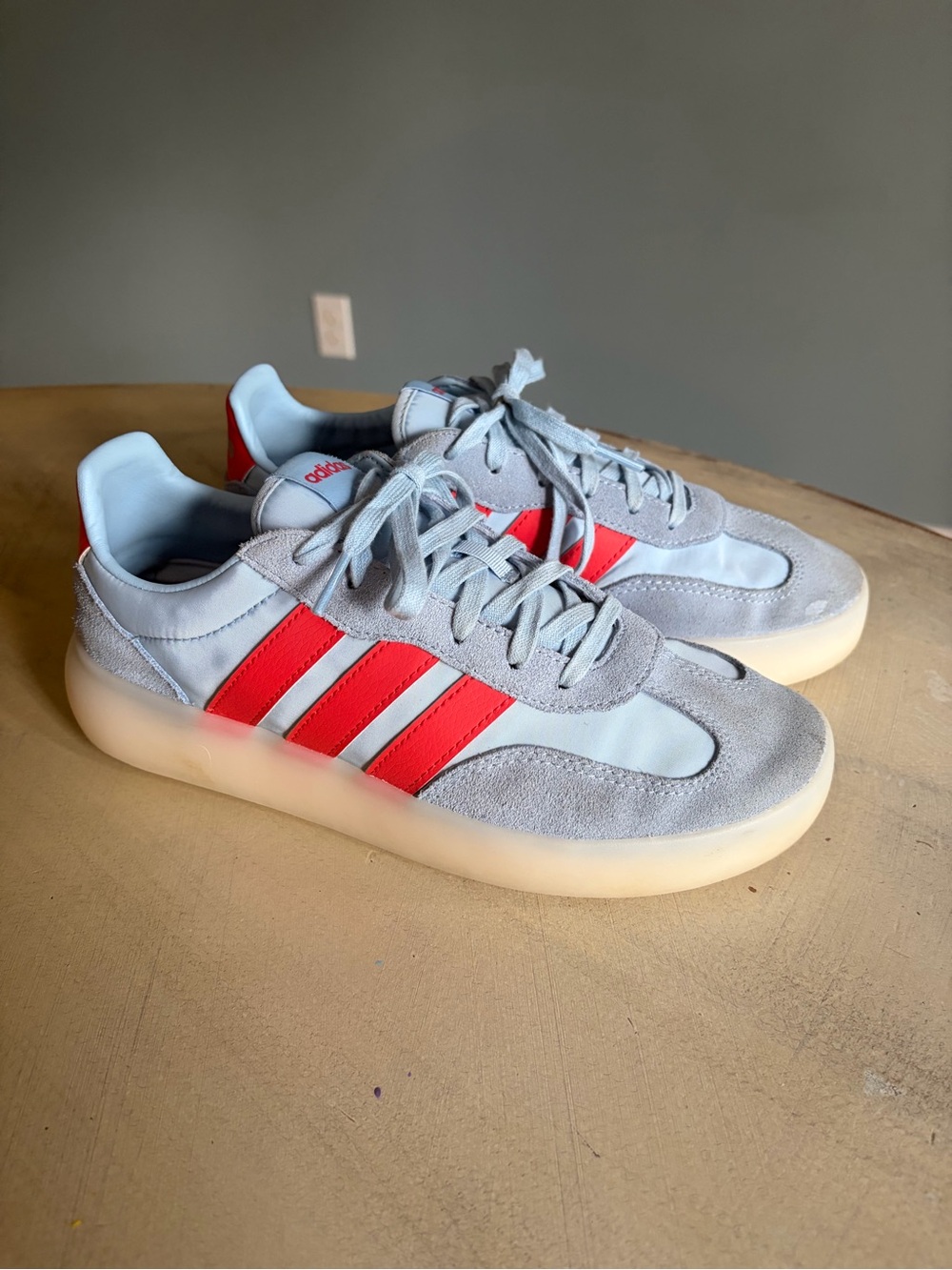 Adidas Womens Blue Red Orange 3 Stripe Sneakers Casual Shoes Size 7US JR3103